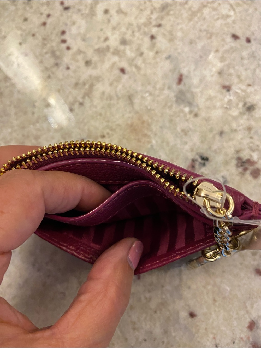 Victoria's Secret Burgundy zippered Card Holder Keychain bagcharm NWT - Picture 6 of 8